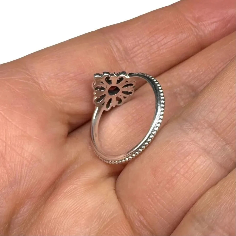 Garnet Ring Size 5 Solid 925 Sterling Silver